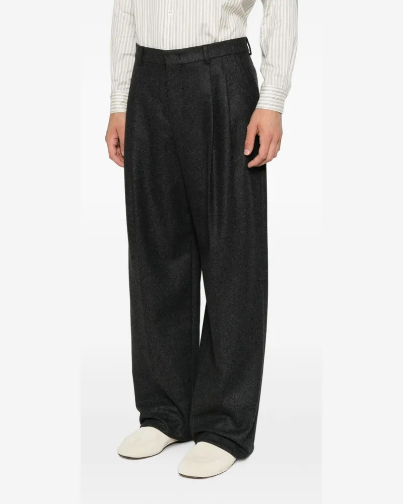 Emporio Armani Wool Blend Trousers — Charcoal Charcoal