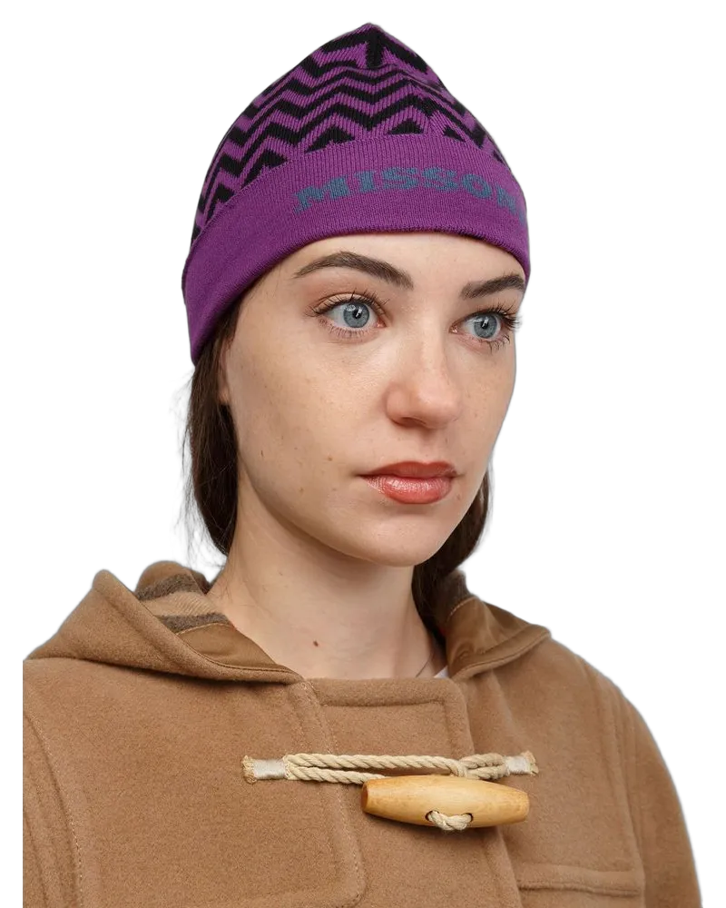 Missoni Women's Beanie Purple-Black Wool Accessories Purple