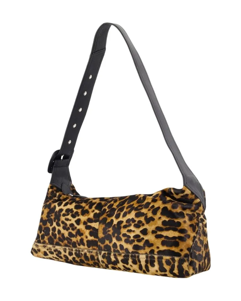 AMI Paris Lambskin Leather Shoulder Bag — Brown Brown
