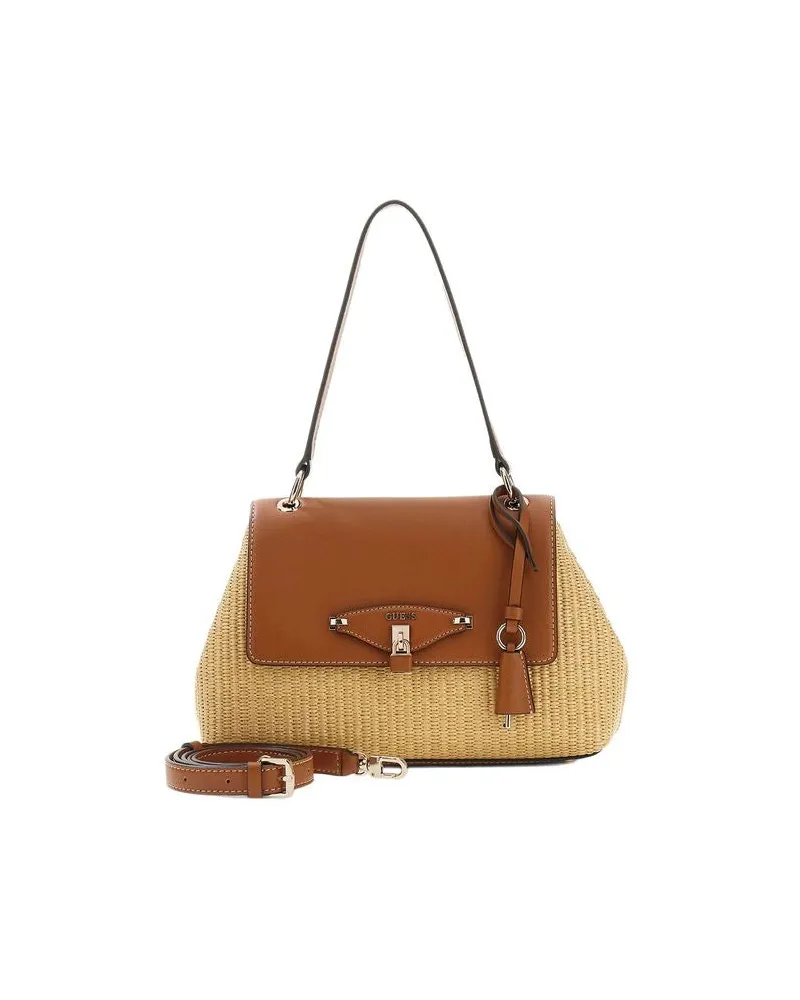 Guess Women's Shoulder Bag Natural-Caramel Polypropylene Polyester Acrylic Shoulder-bags Beige