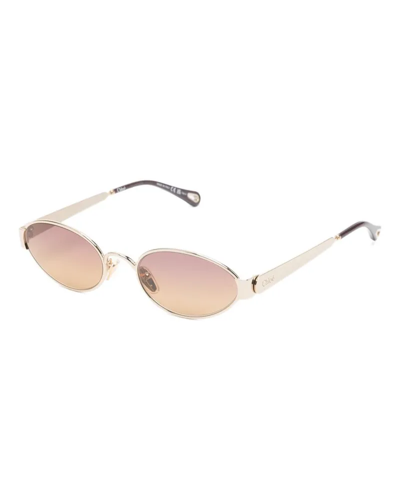 Chloé Oval Metal Frame Sunglasses — Gold Gold