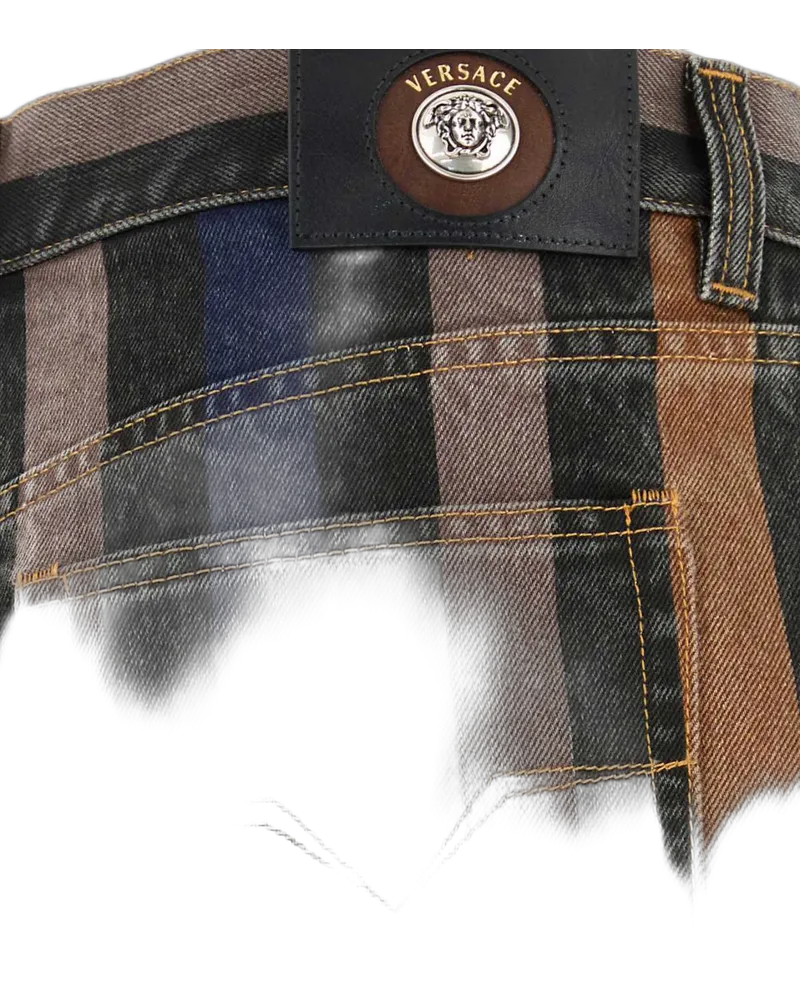 Versace Striped Cotton Jeans — Multicolor Multicolor