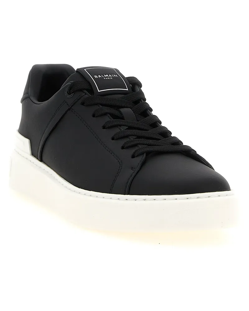 Balmain Men's Bicolor Calfskin Low Top Sneakers Black