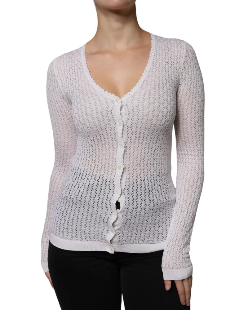 Dolce & Gabbana Women's Silk Knit Cardigan White White