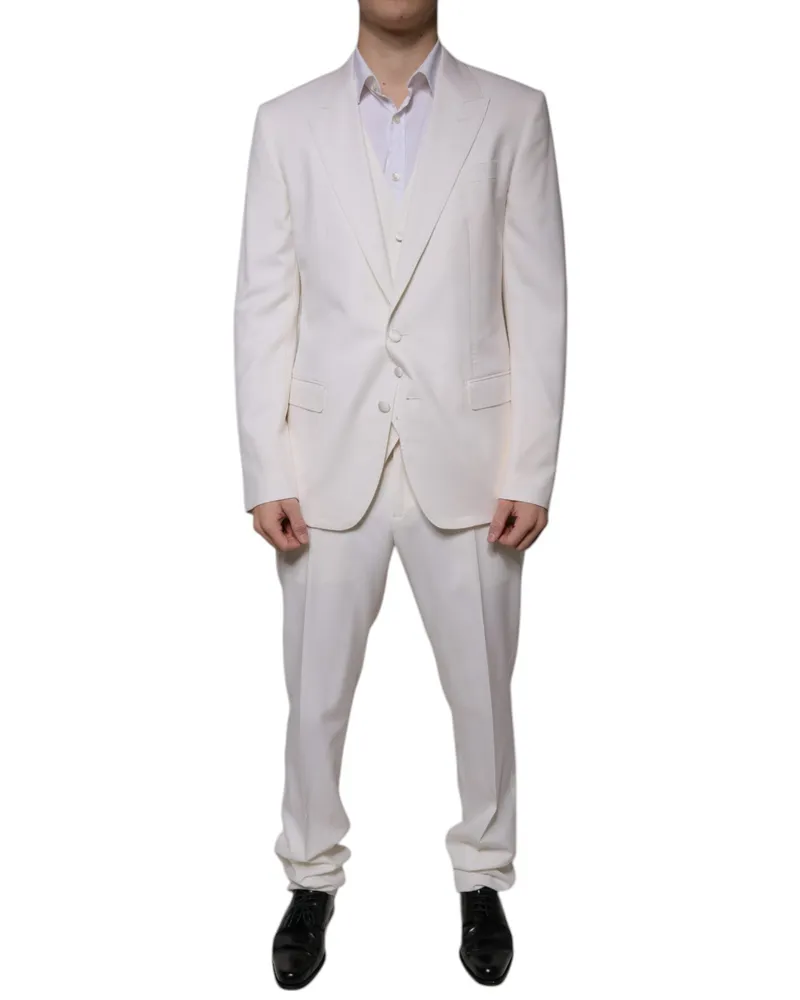 Dolce & Gabbana Virgin Wool & Silk Three-Piece Pant Suit — White White