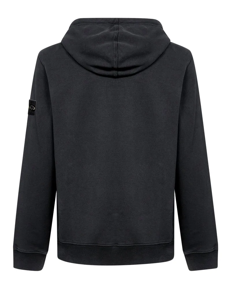Stone Island Men's Hoodie Black Organic Cotton Stretch Sweatshirts Sweater Black
