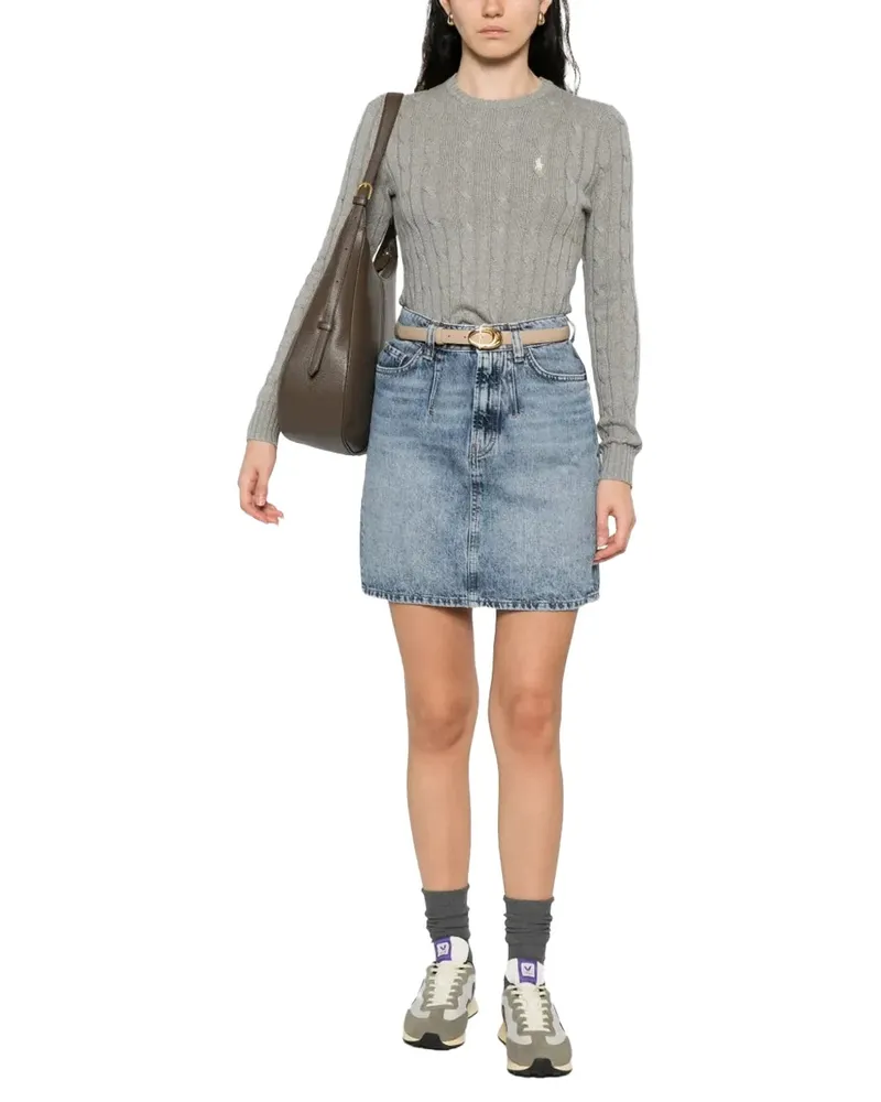Ralph Lauren Cable-Knit Crew-Neck Sweater — Gray Gray