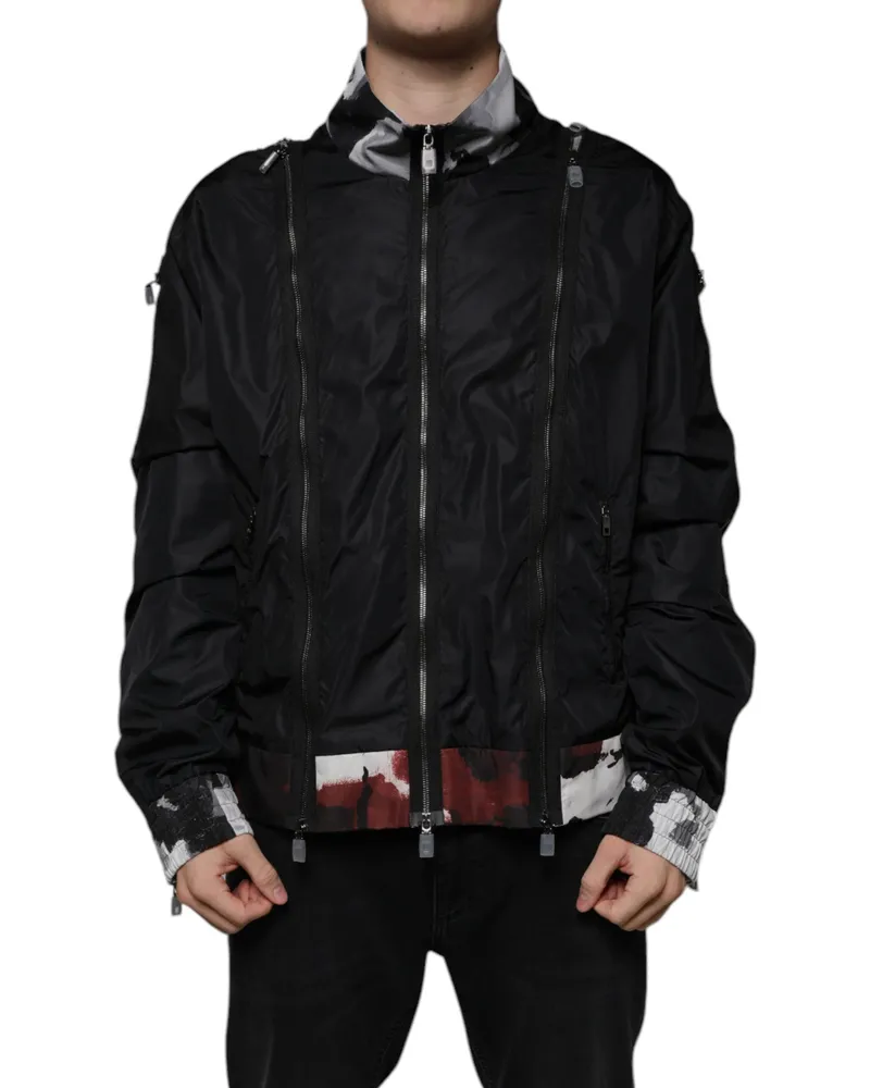 Dolce & Gabbana Black Nylon Full Zip Men Bomber Jacket Polyester Clothing Black