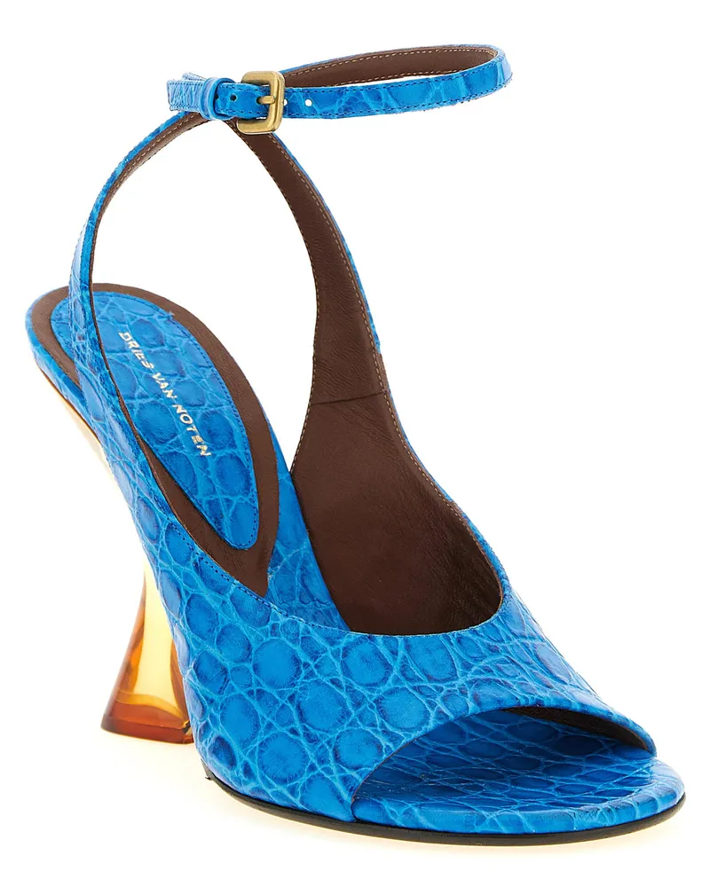 Dries van Noten Women's Blue Calfskin Wedge Sandals Blue