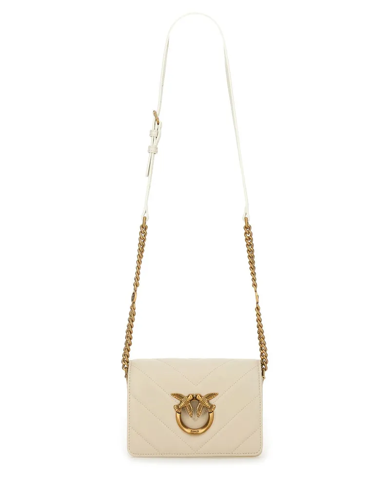 Pinko Women's Click Mini Love Bag Ivory Leather Shoulder Ivory