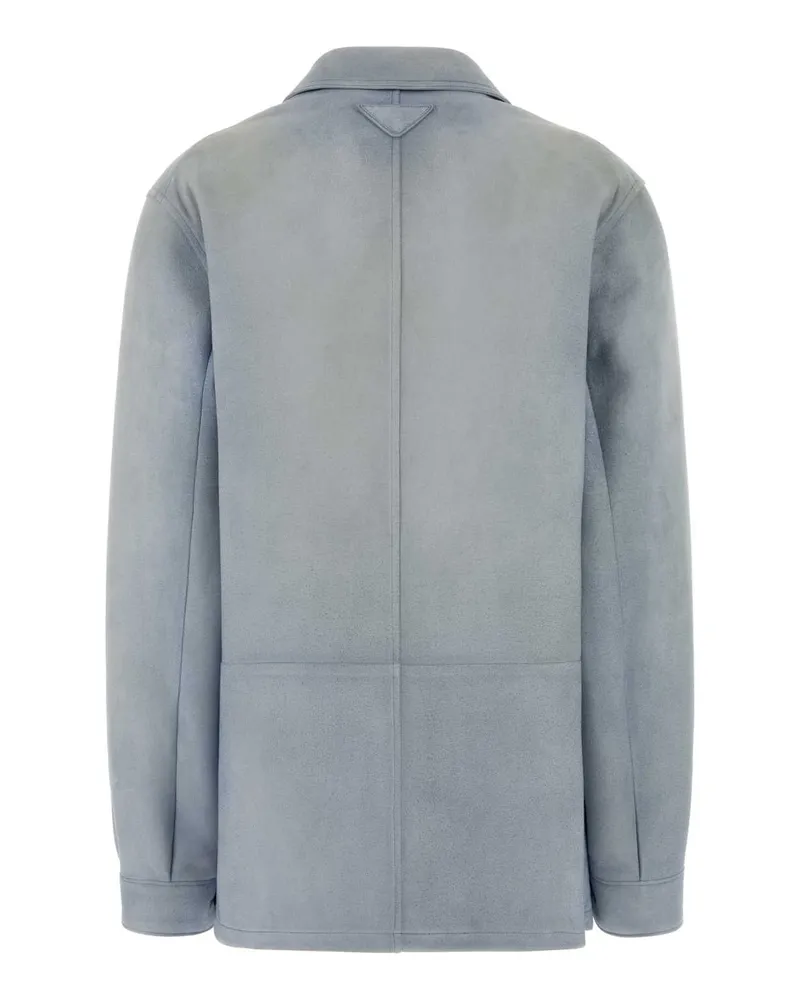 Prada Women's Light-Blue Suede Jacket Cielo Exterior: Lamb Giacche Pelle Blue