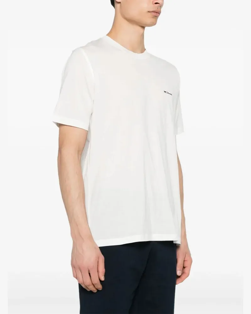 Kiton Women's Embroidered-Logo Cotton T-Shirt Ss24 M White