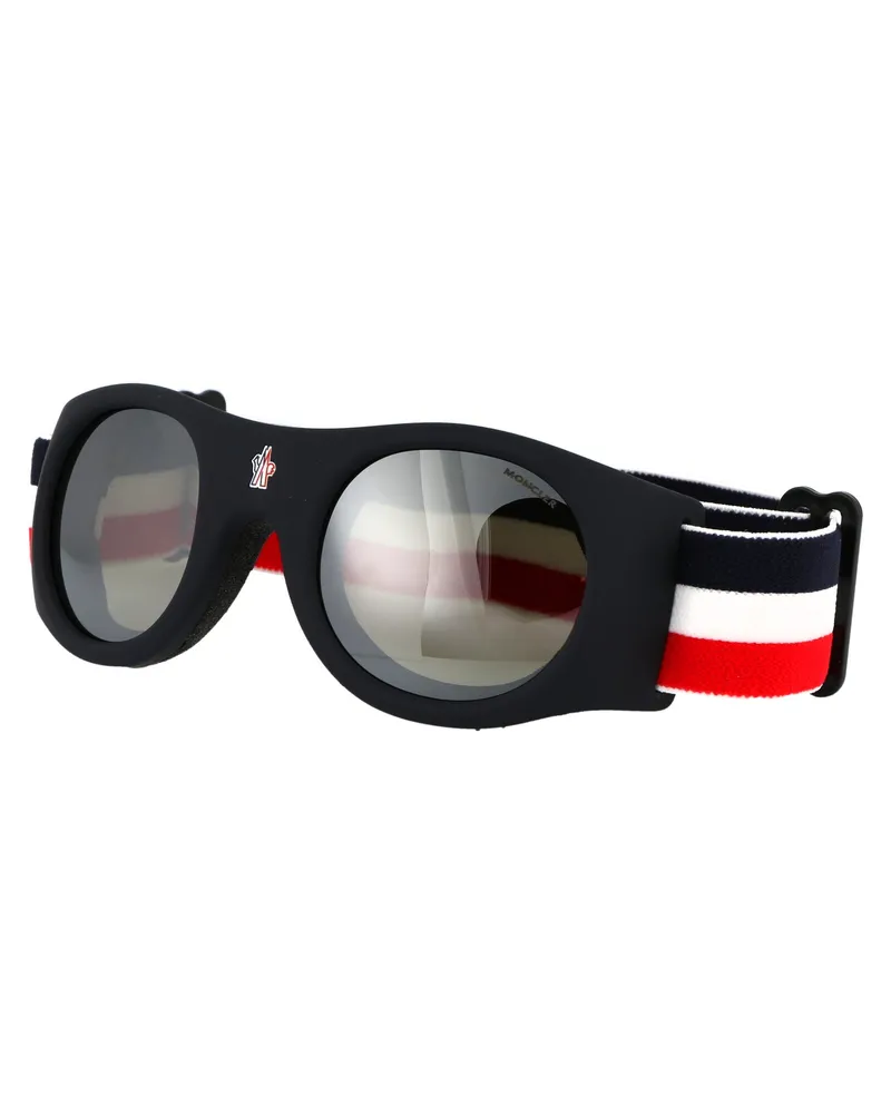 Moncler Unisex Ski Goggles Ml0051 Blue-Monochrome Acetate Accessories Blue/monochrome Black