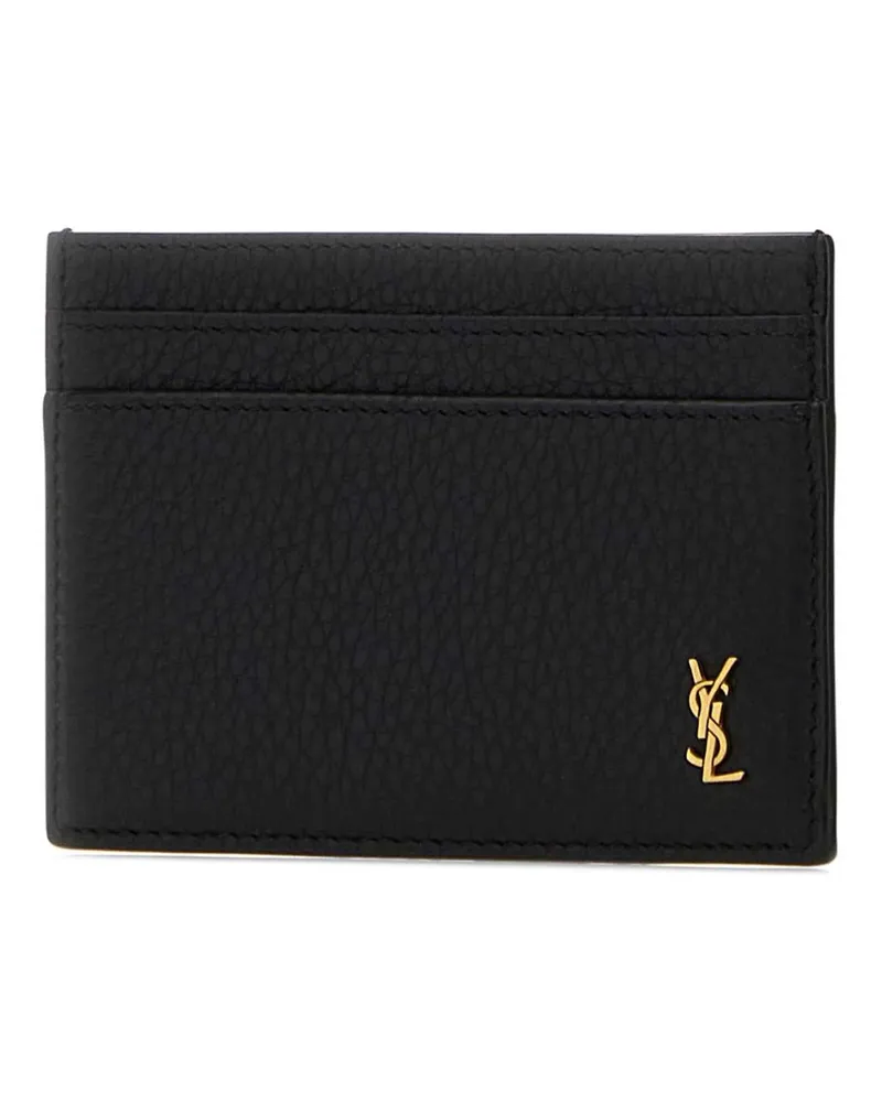 Saint Laurent YSL Monogram Leather Card Case — Black Black