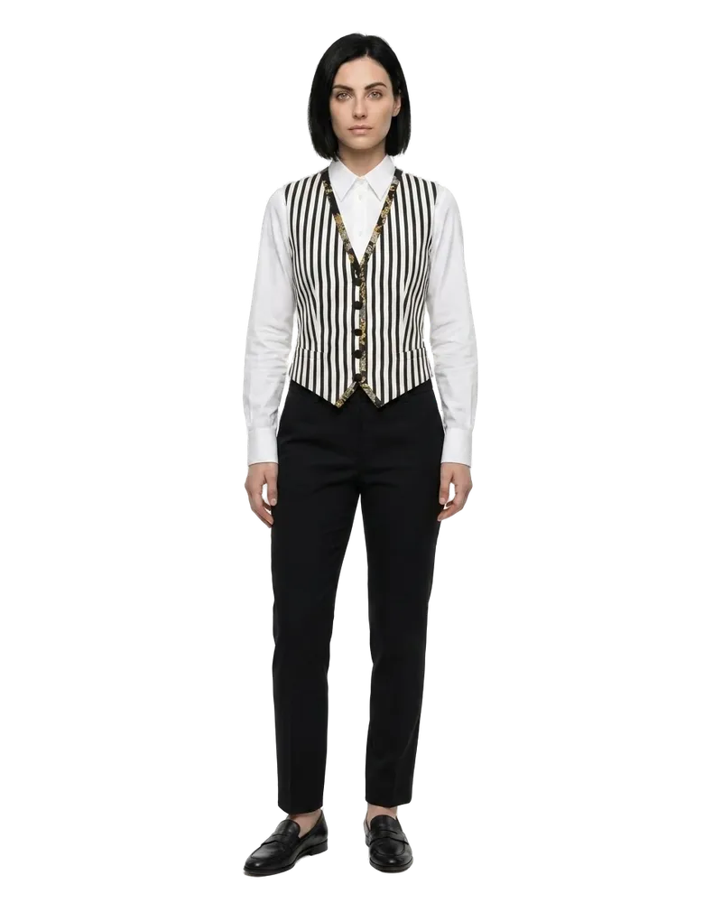 Dolce & Gabbana Striped Cotton Silk Blend Waistcoat — Bicolor Bicolor