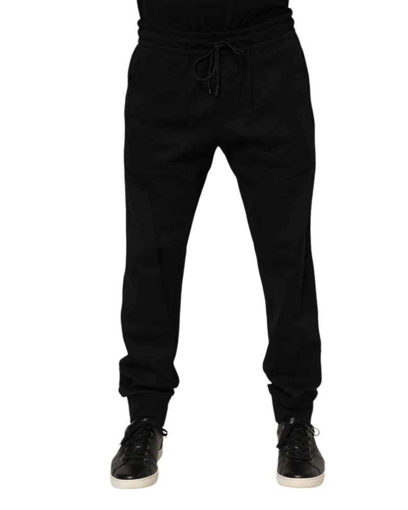 Dolce & Gabbana Black Cotton Men Jogger Sweatpants Pants Nylon Black