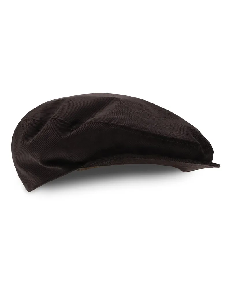 Dolce & Gabbana GH587AFUVET Velvet Cotton Flat Cap — Black Black