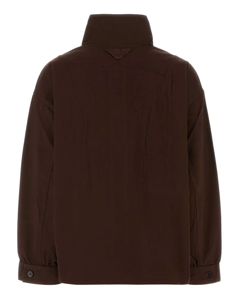 Prada Women's Brown Gabardine Jacket Cacao Giubbini Brown