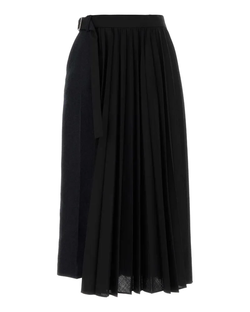 Sacai Two-Tone Wool Skirt — Navy Navy