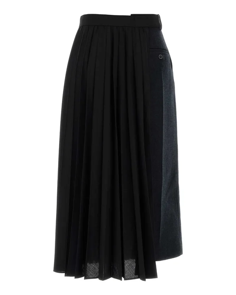 Sacai Two-Tone Wool Skirt — Navy Navy