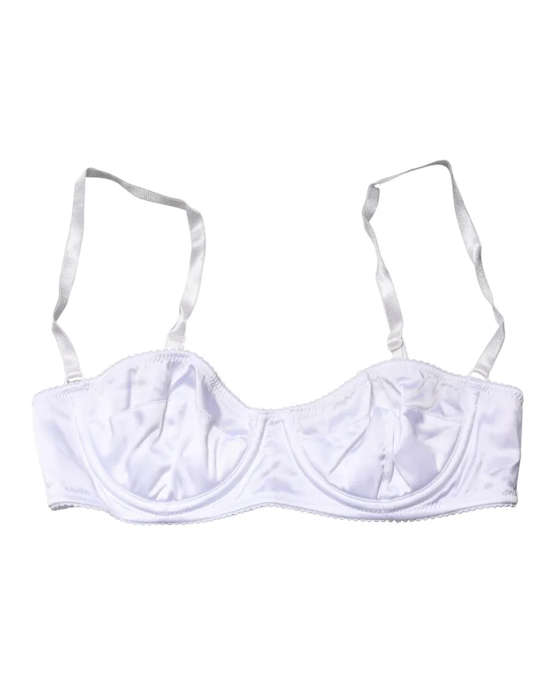 Dolce & Gabbana Women White Semi-Pad Underwire Balconette Bra Underwear Elastane Silk Clothing White