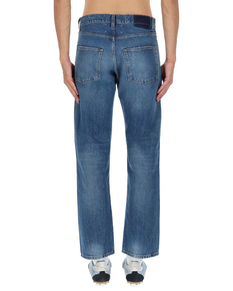 Maison Margiela Shelter Detail Cotton Jeans — Blue Blue