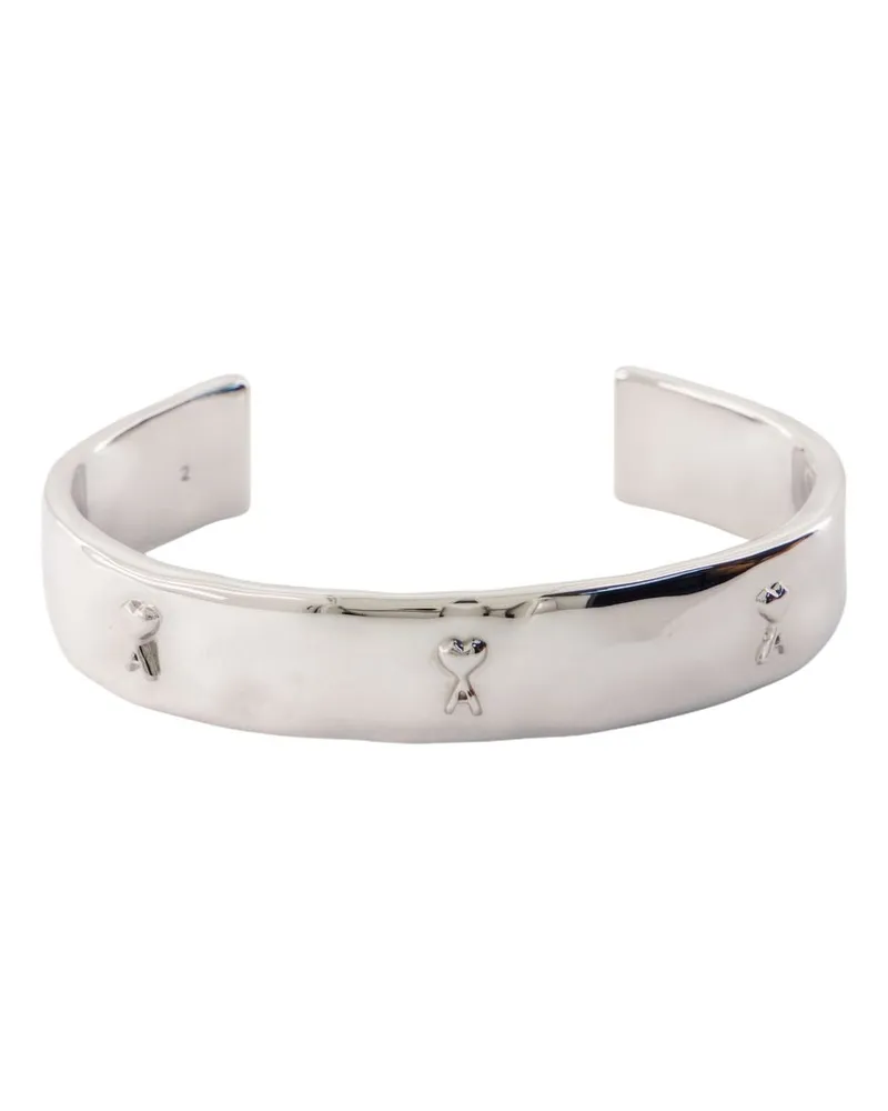 AMI Paris Unisex Hammered Ami De Coeur Bracelet - Paris Metal Silver Jewelry-Watches Bracelets Silver