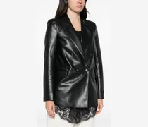 Studded Leather Blazer — Black