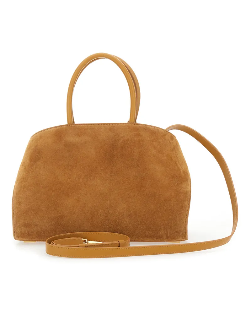 Ferragamo Women's Handbag Hug Small Suede Beige Goat Leather Handbags Hand Bags Beige