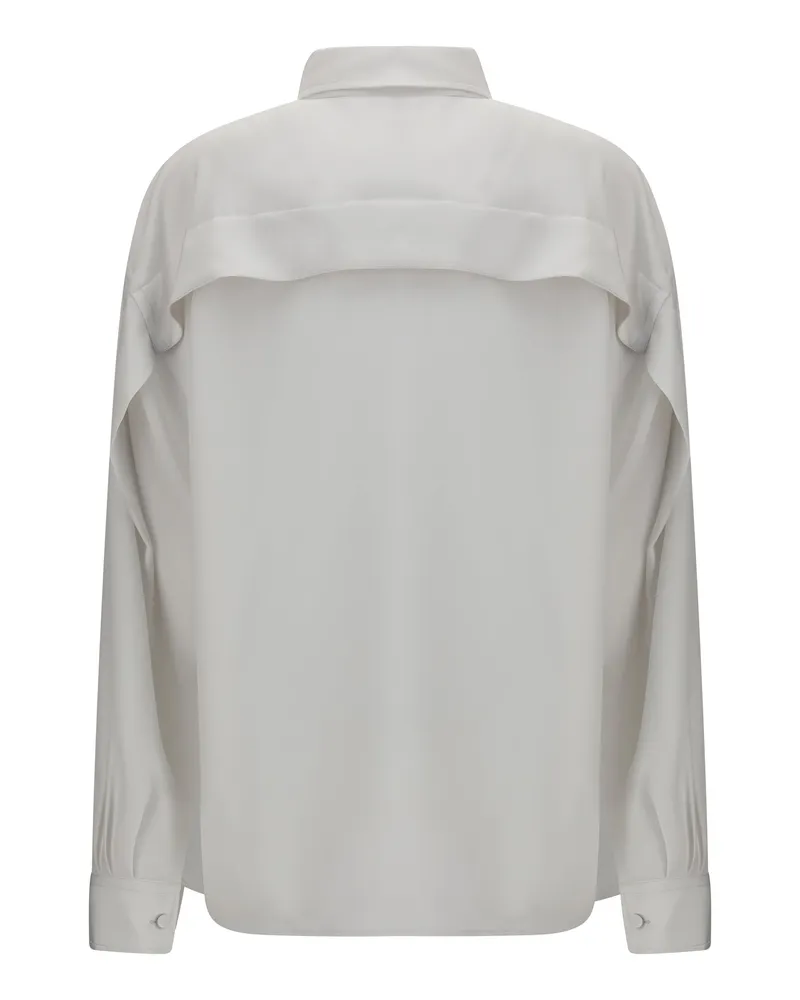 Calvin Klein Women's Amari Long-Sleeve Shirt Cloud White Silk White