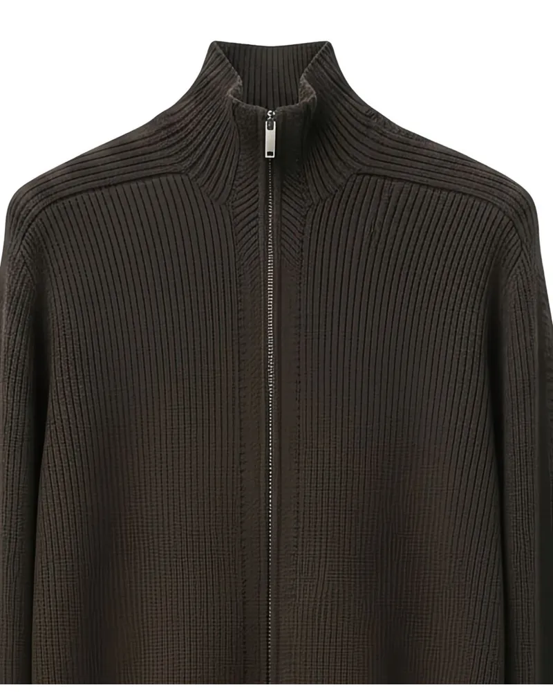 Emporio Armani Ribbed Wool Cardigan — Brown Brown