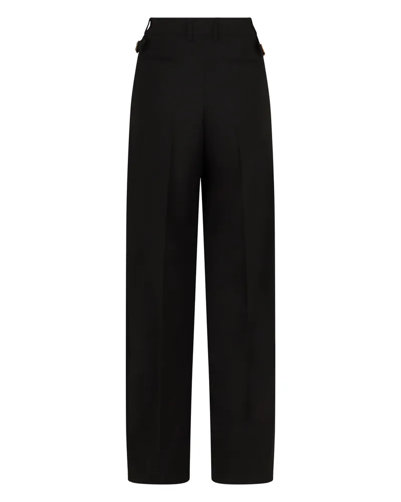 PT TORINO Women's Black Virgin Wool Trousers Straight Black