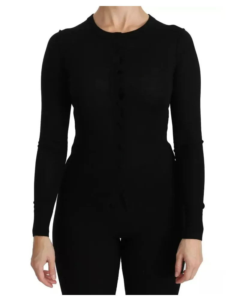 Dolce & Gabbana Women's Black Virgin Wool Long Sleeve Top Blouse Black