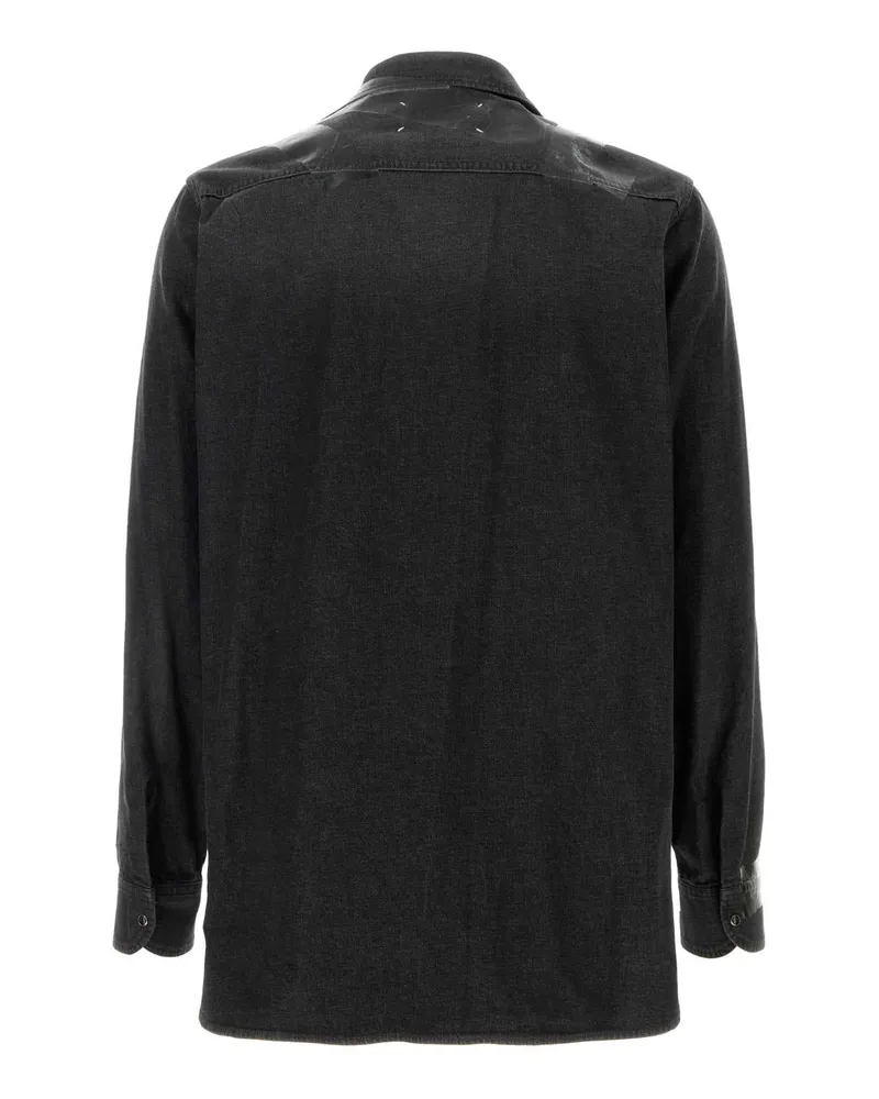 Maison Margiela Men's Black Denim Shirt Mediumblack Exterior: Cotton Camicie Black