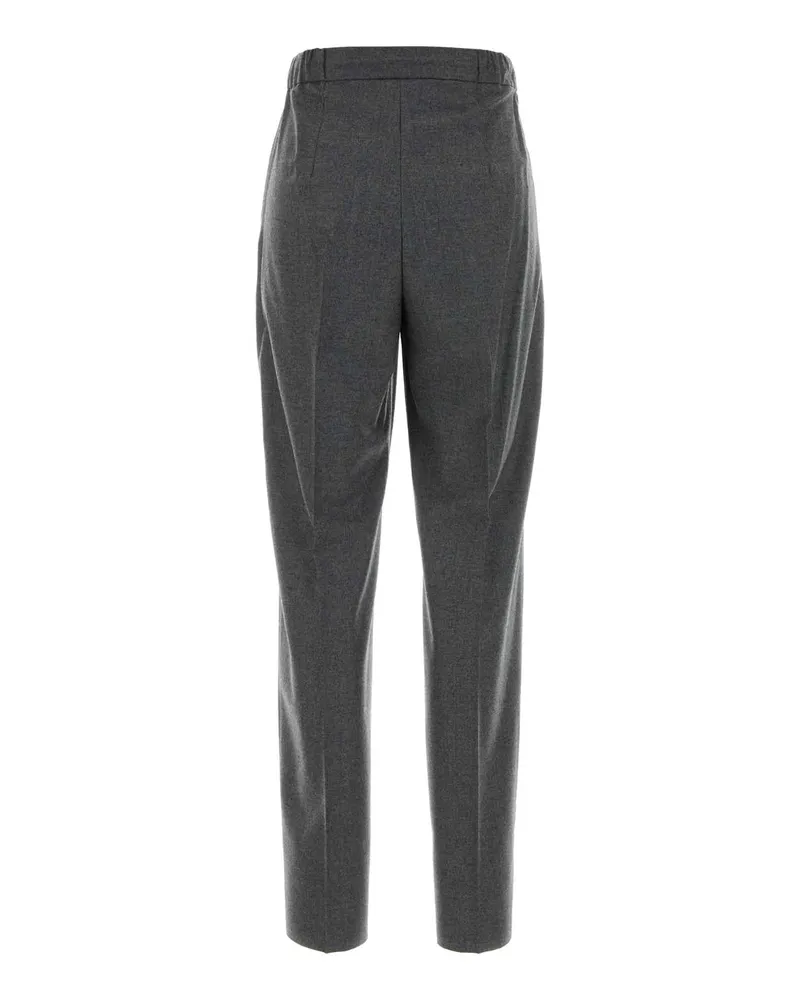 Max Mara Women's Dark Grey Stretch Cashmere Zamia Pant Grigio Medio Exterior: Elastane Pantaloni Trousers Gray