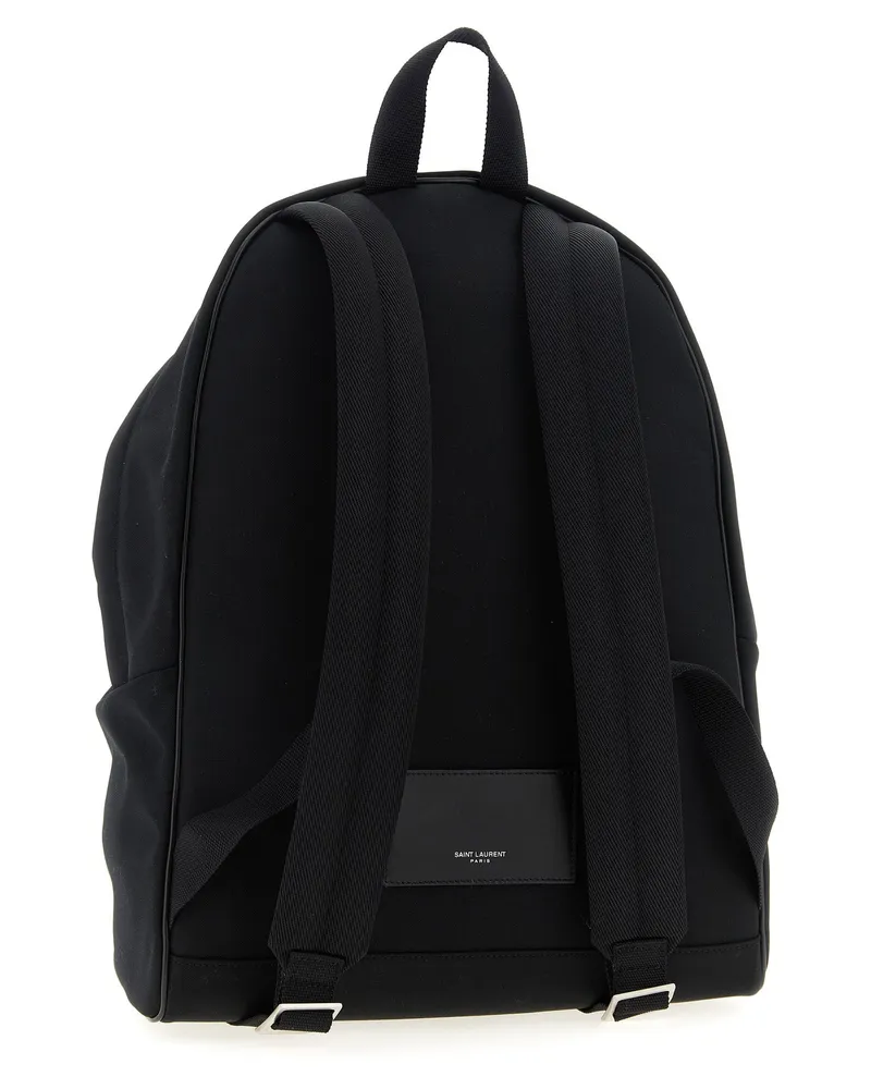 Saint Laurent Technical Fabric with Leather Details Backpack — Black Black