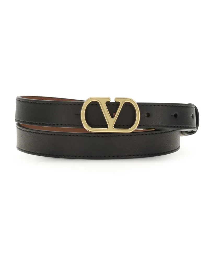 Valentino Garavani Women's Smooth Leather Reversible Belt Drn Lamb Ovis Aries E Braces Black