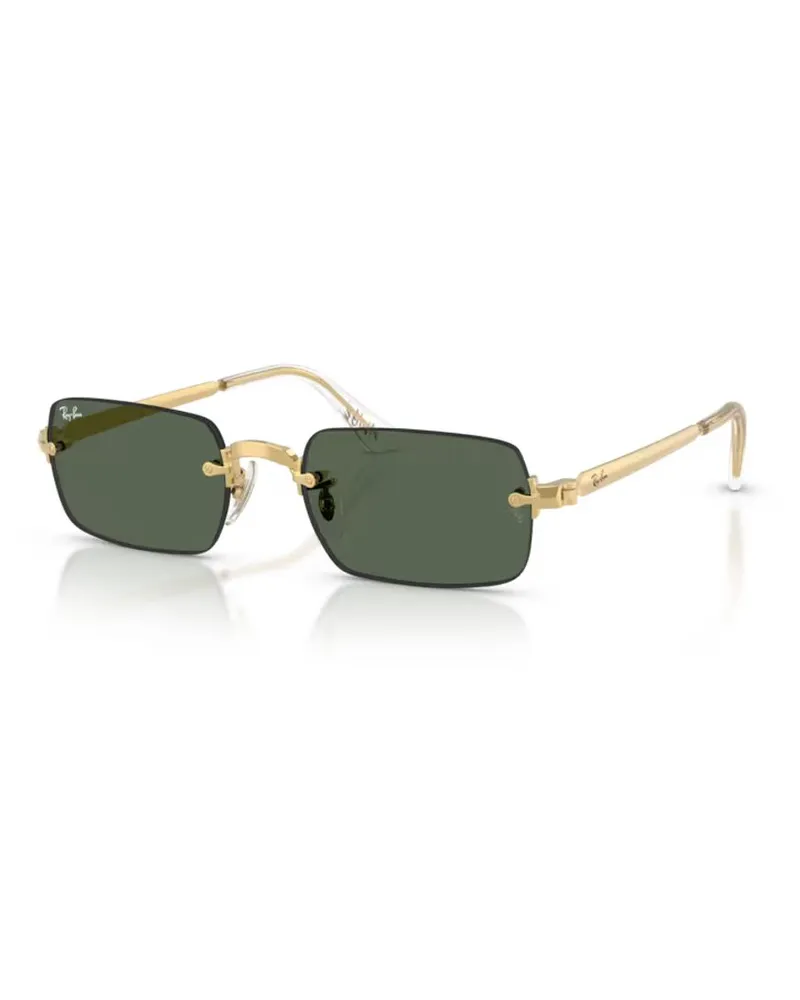 Ray Ban RB392800171 Rectangular Metal-Frame Sunglasses — Gold Gold