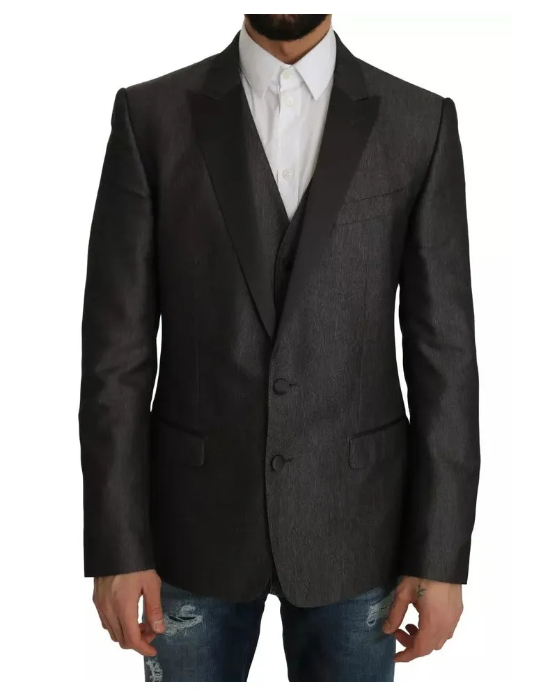 Dolce & Gabbana Men's Gray Martini 2 Piece Vest Coat Blazer Clothing Gray