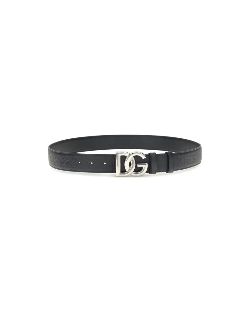 Dolce & Gabbana Men's Black Calf Leather Bos Taurus Regular Belt Black
