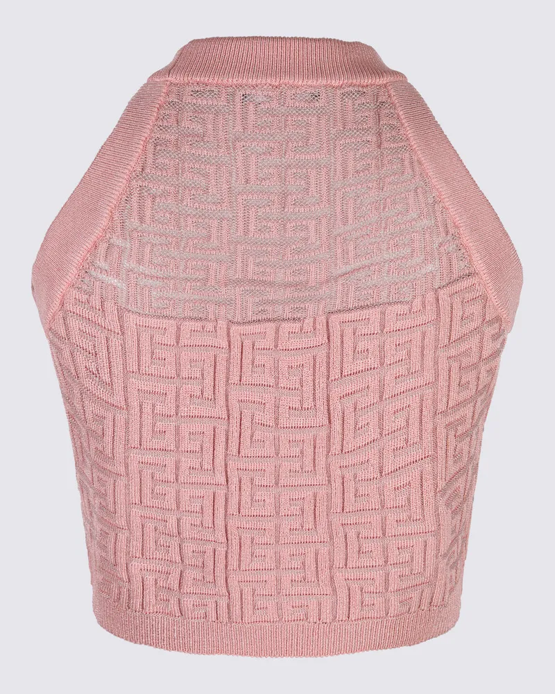 Balmain Women's Top Saumon-Argent _vi Rayion Pl Saumon/argent Pink