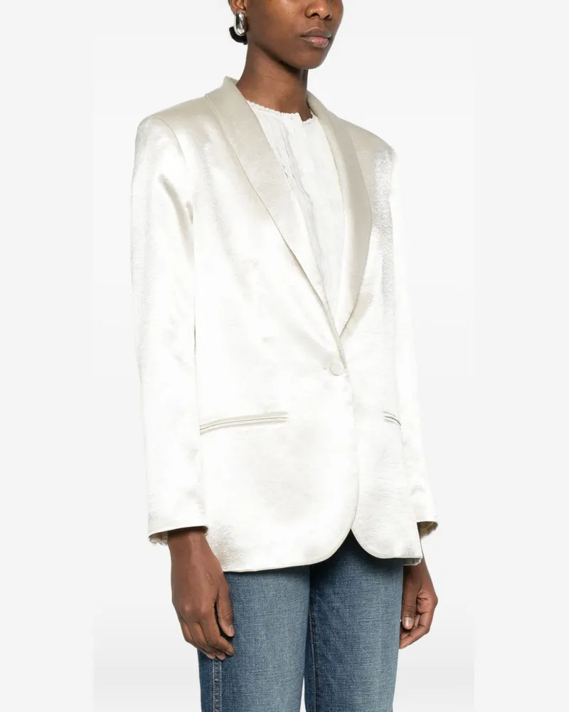 ALYSI Silk & Nylon Single-Breasted Blazer — Ivory Ivory