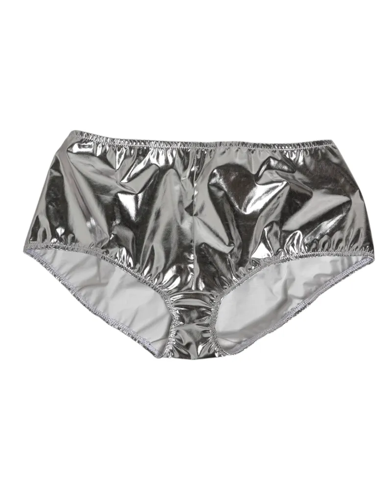 Dolce & Gabbana Silver Metallic High Waist Bikini Bottom Women Underwear Polyester Clothing Silver