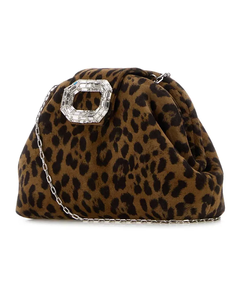 Amina Muaddi Leopardsilverhardware Borse A Mano Bag Brown