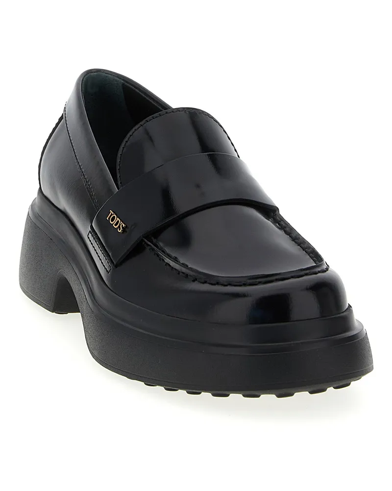 TOD'S Brushed Calf Leather Loafer — Black Black