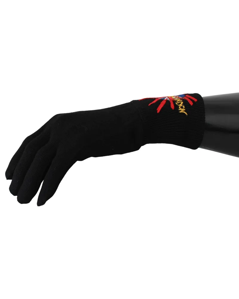 Dolce & Gabbana Men's Black #dgloveslondon Embroidered Wool Gloves Virgin Black