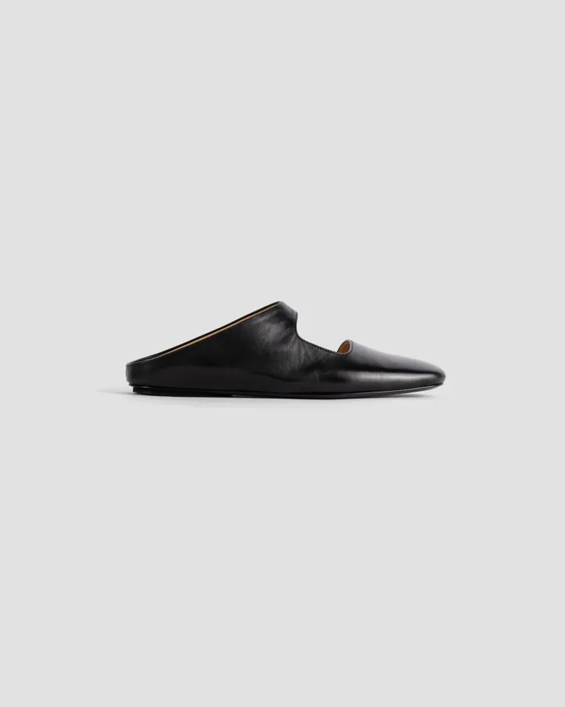 Marsèll Women's Sabot Flat Black Full Grain Leather Black