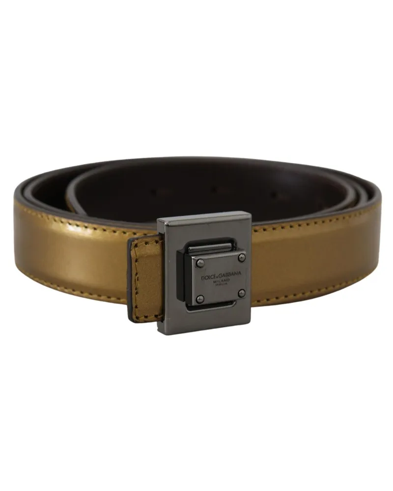 Dolce & Gabbana Square Metal Buckle Belt — Gold Gold