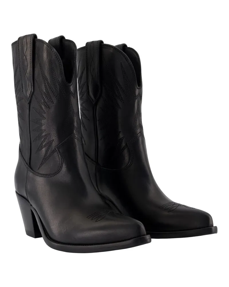 Golden Goose Women's 70 Wish Star Low Boots -  Leather Black Cowhide Shoes Ankle-Boots Black