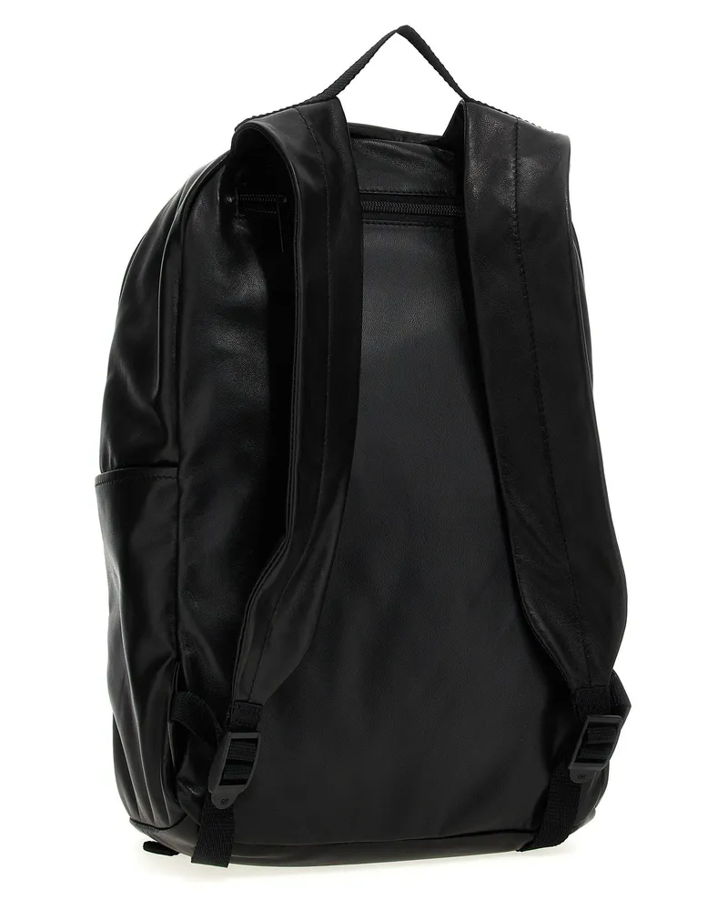 Balenciaga Logo-Print Lambskin Backpack — Black Black